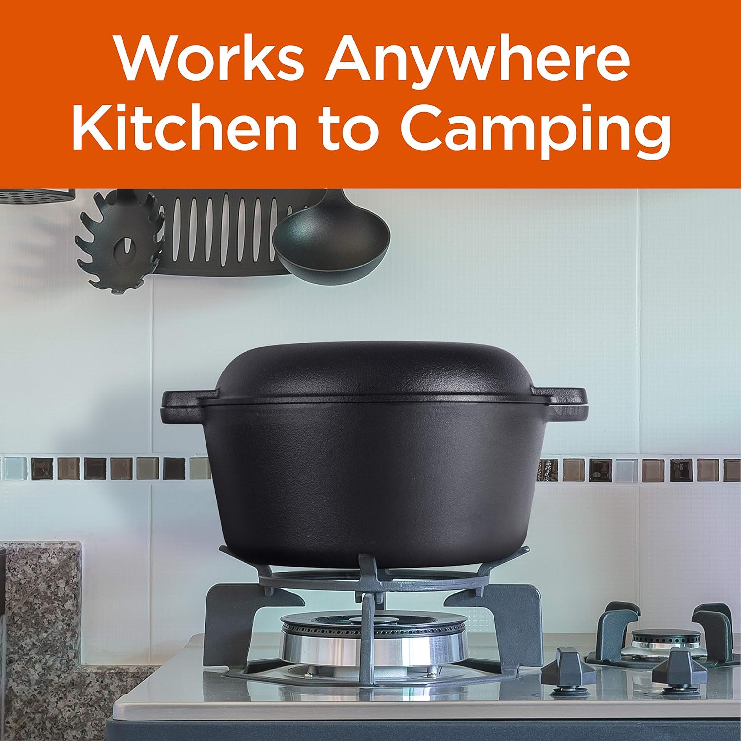 COMMERCIAL CHEF Cast Iron Dutch Oven with Lid and Handles