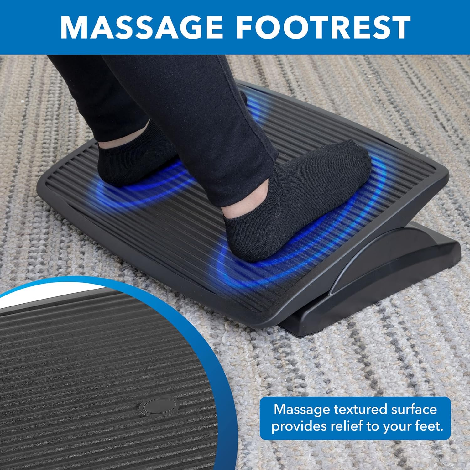 Mount-It! Ergonomic Footrest for Office or Home | Under Desk Tilting Footrest | Adjustable Desk Foot Rest with Massaging