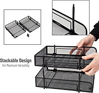 Mind Reader Stackable Paper Tray, Desktop Organizer, File Storage, Office, Metal Mesh, 10.5" L x 13.25" W x 7.5" H, 2 Pcs