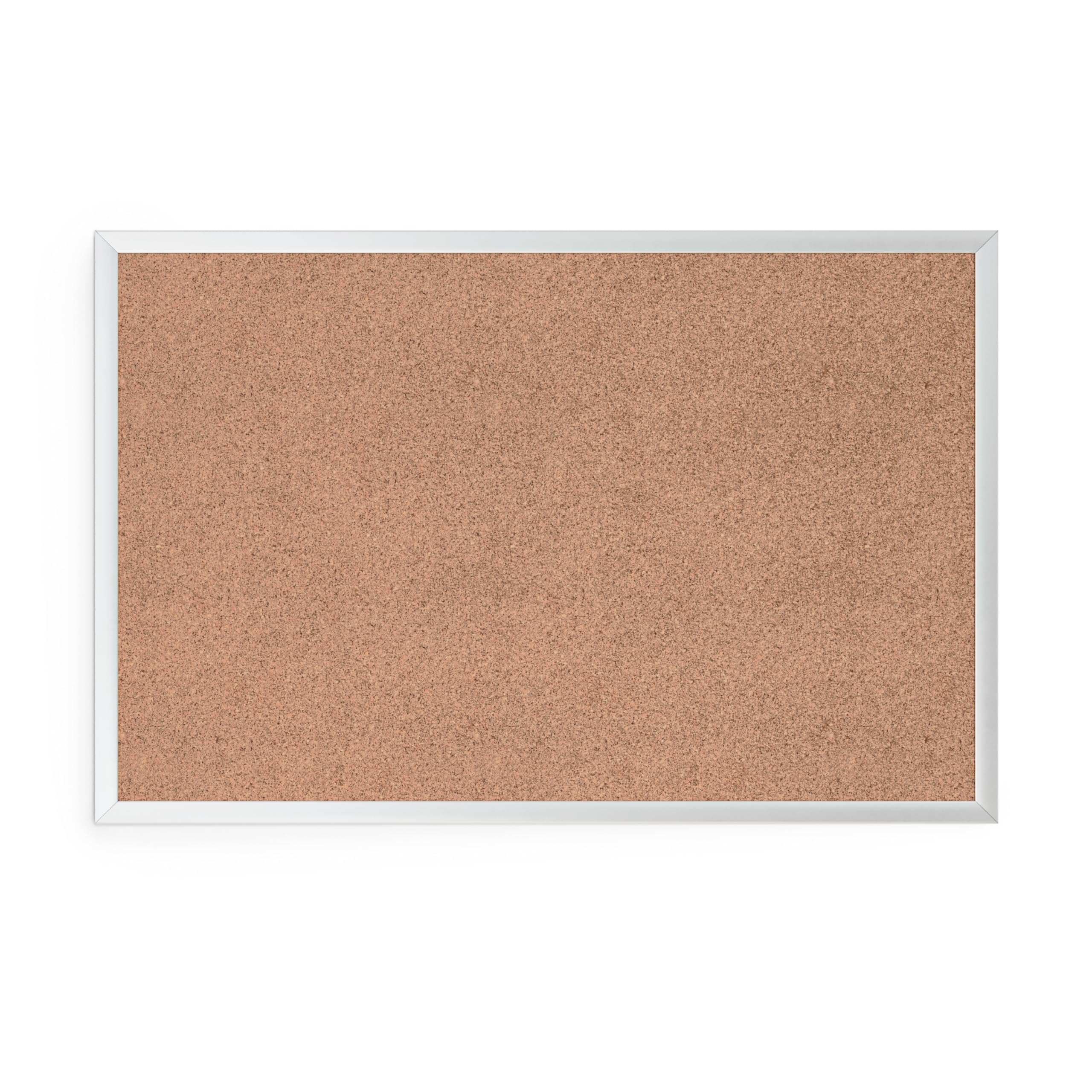 U BRANDS Cork Bulletin Board, Silver Aluminum Frame