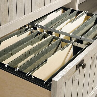 Sauder Costa 2 Drawer Lateral File Cabinet with Lock for Home Office, in Chalked Chestnut