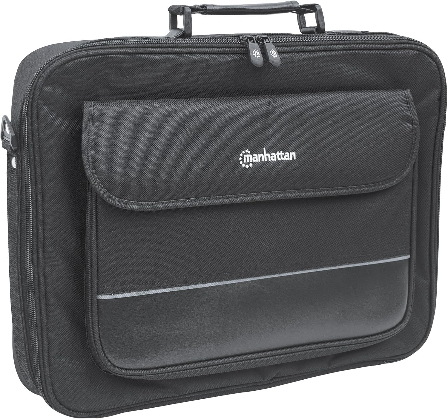 Manhattan 17 Inch Laptop Briefcase Shoulder Bag, Ultra-Lightweight & Padded Compartments, Black - 421560