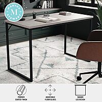 Martha Stewart Noah Home Office Parsons Desk in Gray Wood Grain with Oil Rubbed Bronze Metal Frame Gray Top/Oil Rubbed