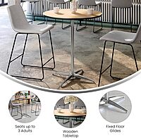 Flash Furniture Lars Round Wood Cocktail Table with 30" and 42" Columns