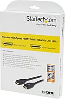 StarTech.com 6ft (2m) Premium Certified HDMI 2.0 Cable with Ethernet - High Speed Ultra HD 4K 60Hz HDMI Cable HDR10 - HDMI Cord (Male/Male Connectors) - For UHD Monitors, TVs, Displays (HDMM2MP)