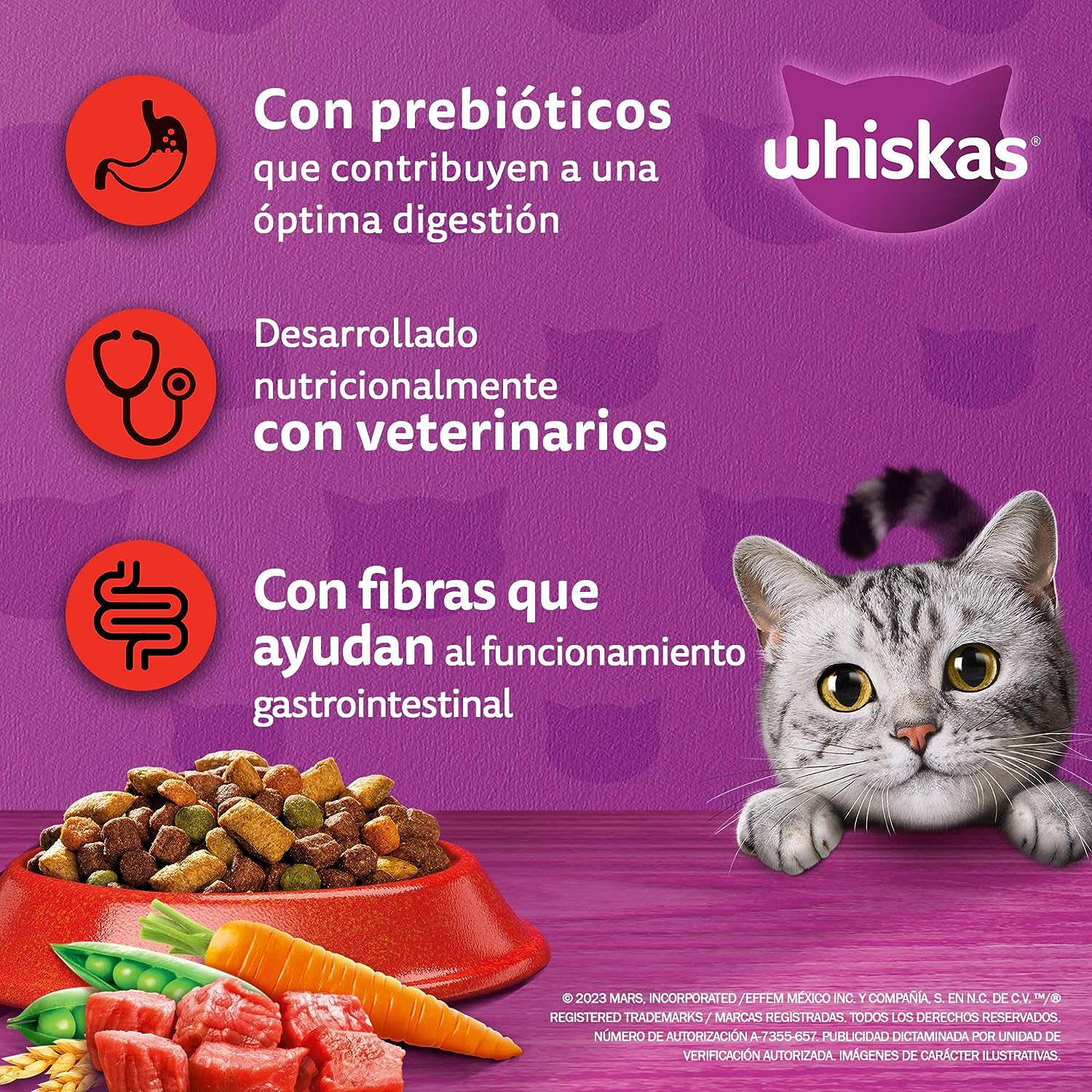 Whiskas - Whiskas Whiskas alimento para Gatos Adultos Sabor Carne Receta Orginal 9Kg Violeta