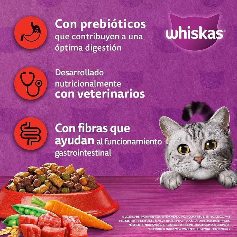 Whiskas - Whiskas Whiskas alimento para Gatos Adultos Sabor Carne Receta Orginal 9Kg Violeta