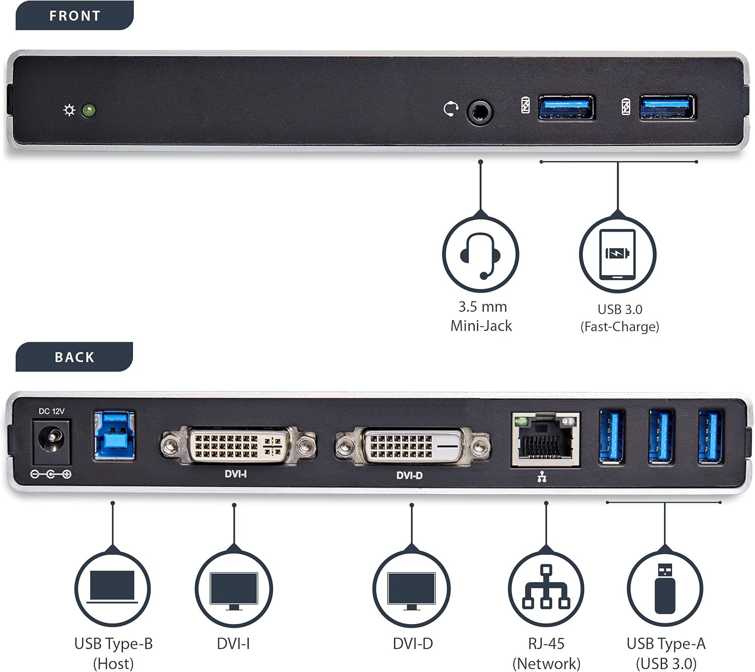 StarTech.com Dual Monitor USB 3.0 Docking Station w/ DVI to VGA & HDMI Adapters