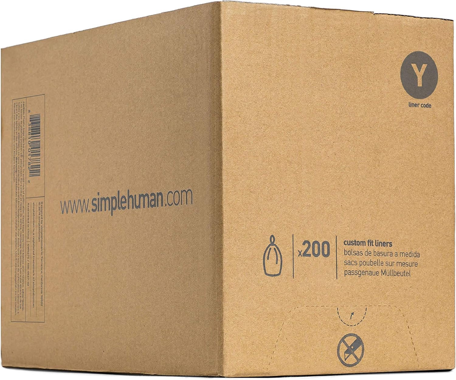 simplehuman Custom-Fit Trash Can Liners, Drawstring, White