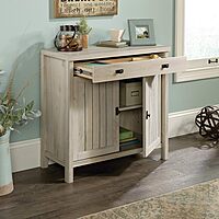 Sauder Costa Library Base, Coastal Cottage Cabinet, Office Storage Solution, Entryway Organizer - Chalked Chestnut Finish
