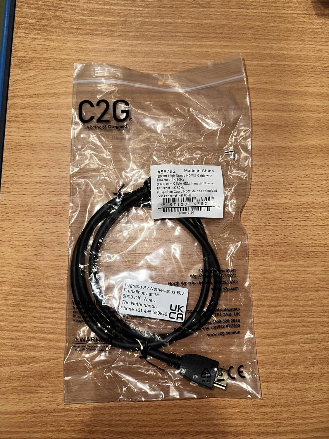 C2G High Speed HDMI Cable with Ethernet, 4K 60Hz