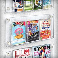 Azar Displays 3-Pocket Bifold Wall Brochure Holder, 11in x 23in, Clear/Silver Caps