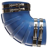 Trident Marine 6" ID 90-Degree Blue Silicone Molded Wet Exhaust Elbow w/4 T-Bolt Clamps