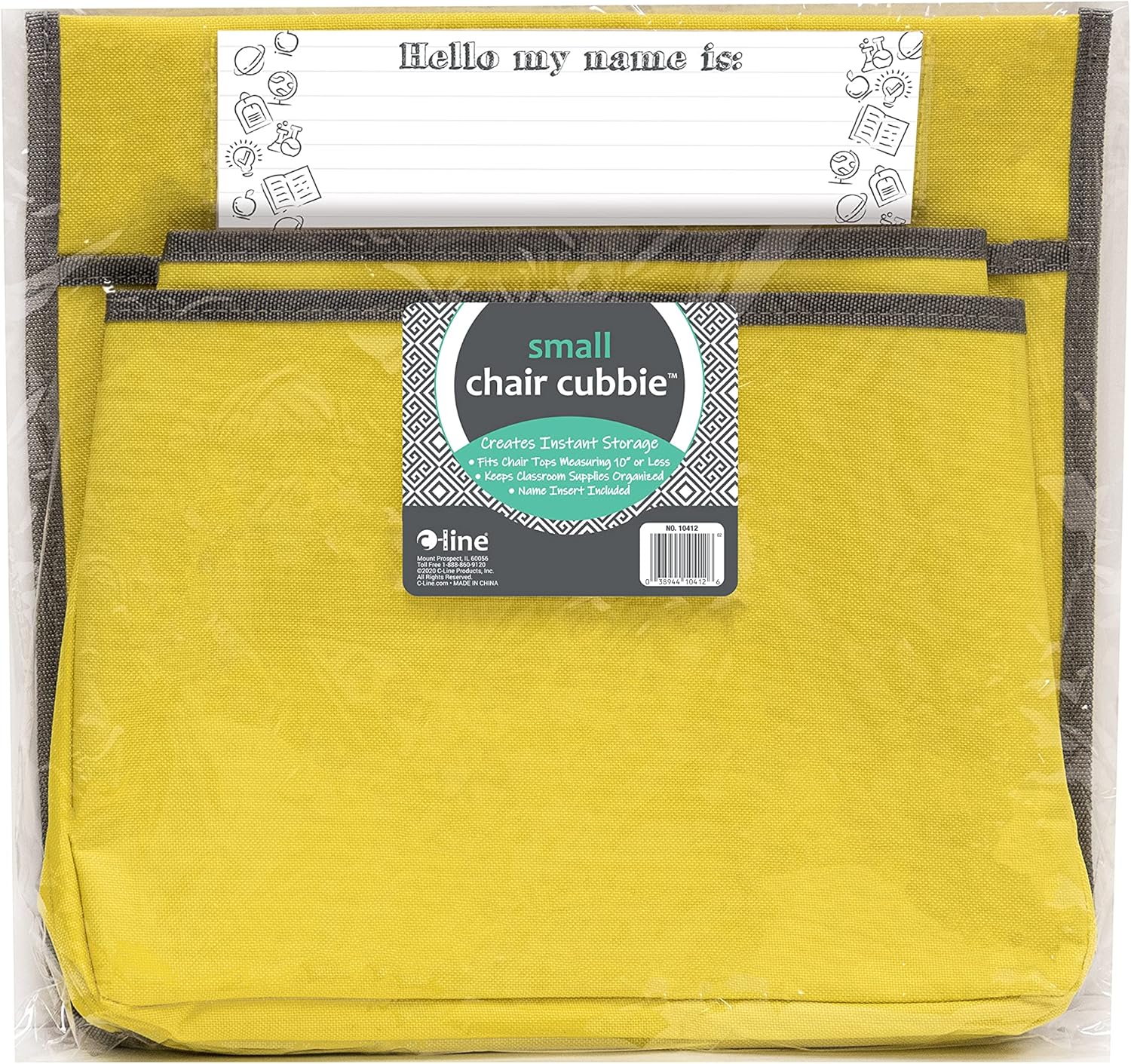 C-LINE Chair Cubbie Over-Chair Organizer (Canvas, Vinyl Pocket)
