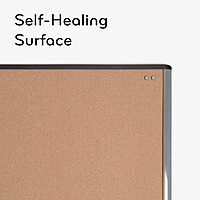 U Brands MOD Cork Bulletin Board, 20"x16", Black and Gray Frame, Industrial Grade Pinning Surface, includes Push Pins