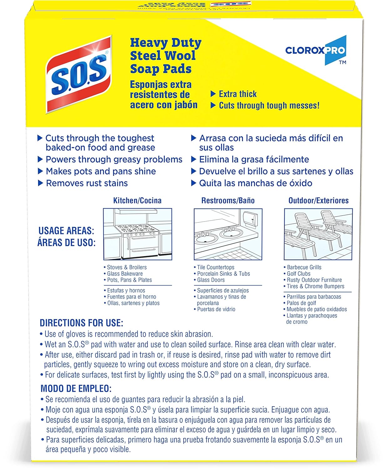 CloroxPro S.O.S Steel Wool Soap Pads, 15 Ct., Pack of 12 (Pack May Vary)