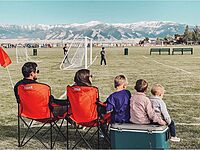 COLEMAN Portable Camping Chair with Built-In 4-Can Cooler, Cushioned Seat & Back