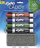 EXPO Low-Odor Chisel Tip Dry Erase Marker Set with Organizer and Eraser
