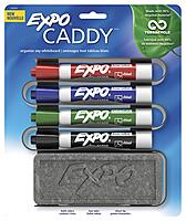 EXPO Low-Odor Chisel Tip Dry Erase Marker Set with Organizer and Eraser