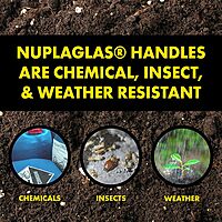 Nupla Ergo Round Point Garden Shovel Spade with Durable 27 inch Fiberglass Handle and 14 Gauge Heavy Duty Blade