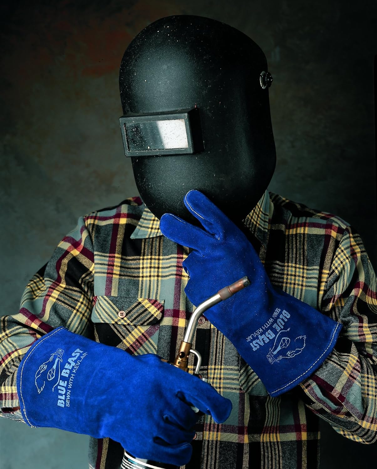 MCR Safety Gloves 4600 Blue Beast Split Cow Leather Welder Gloves with Reinforced Palm and Wing Thumb, X-Large, 1 Pair