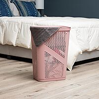 Mind Reader Slim Laundry Hamper with Lid, 60L Ventilated Plastic