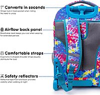 J World New York Sundance Rolling Backpack Girl Boy Roller Bookbag, Tie Dye, 20 Inch