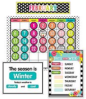 Schoolgirl Style Simply Stylish Tropical 92-Piece Calendar Bulletin Board Set for Classroom