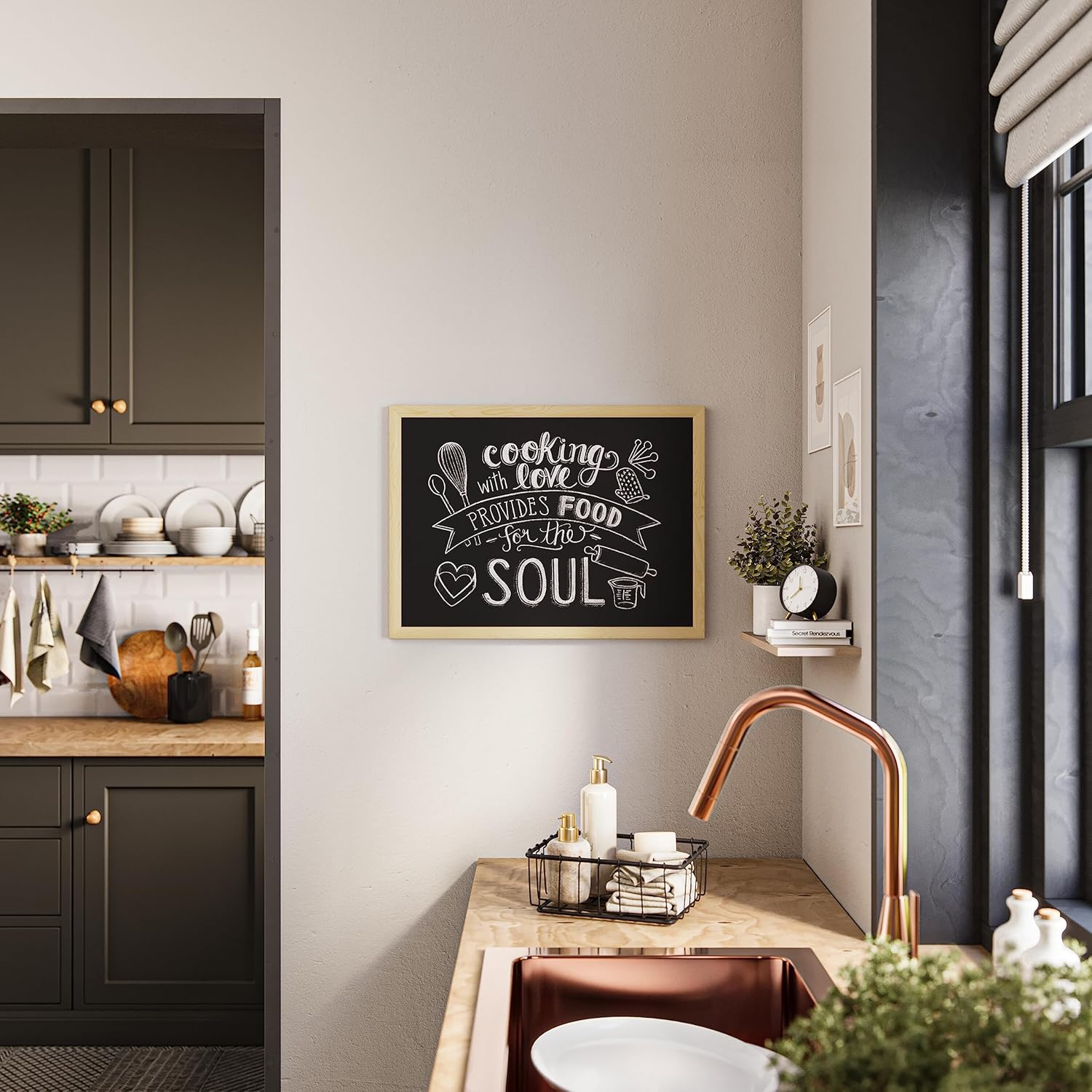 U Brands Chalkboard, 24in X 18in, Birch Wood Frame, Actual Size 23in X 17in (310U00-01)