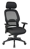 Office Star Professional Air Grid Mesh High-Back Office Chair With Headrest, Black