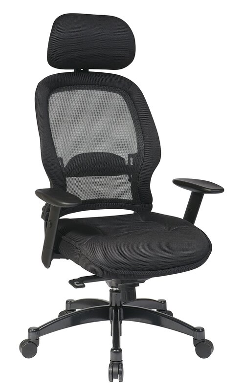 Office Star Professional Air Grid Mesh High-Back Office Chair With Headrest, Black