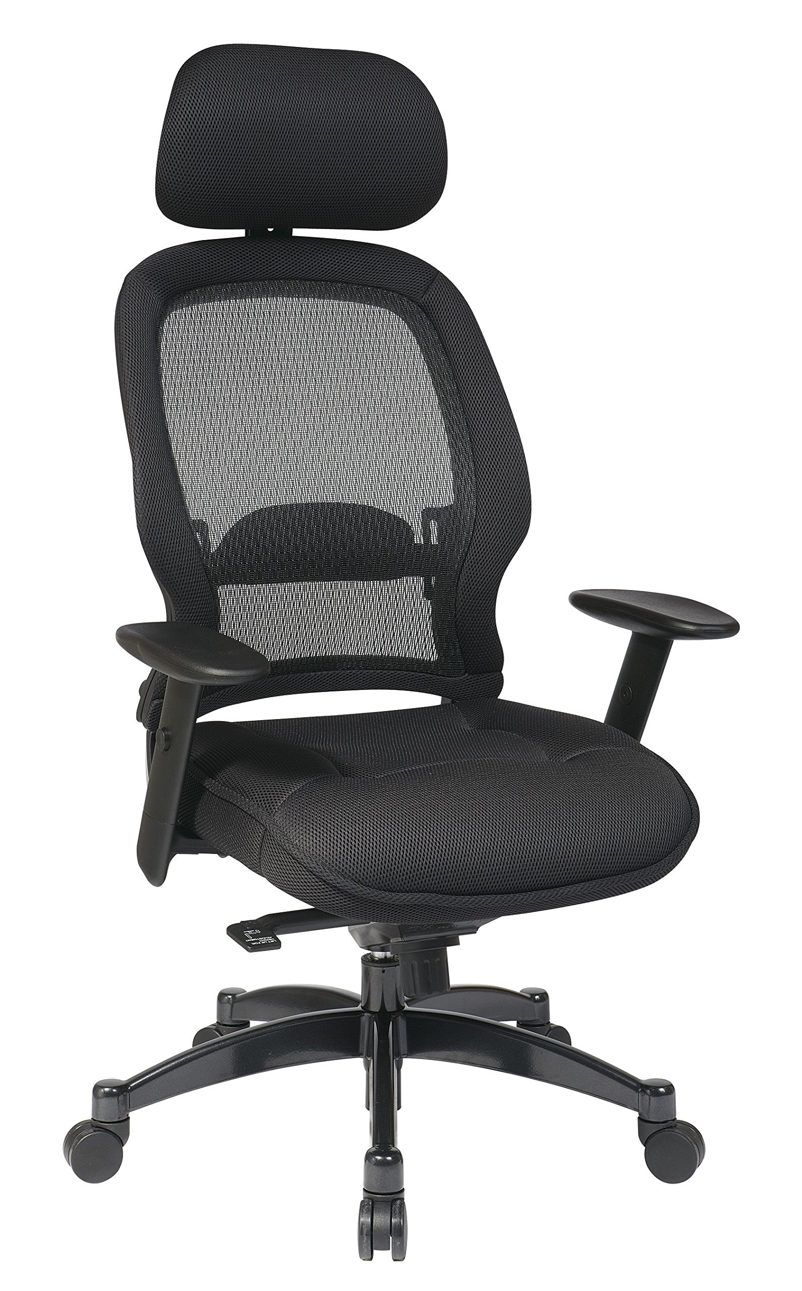 Office Star Professional Air Grid Mesh High-Back Office Chair With Headrest, Black