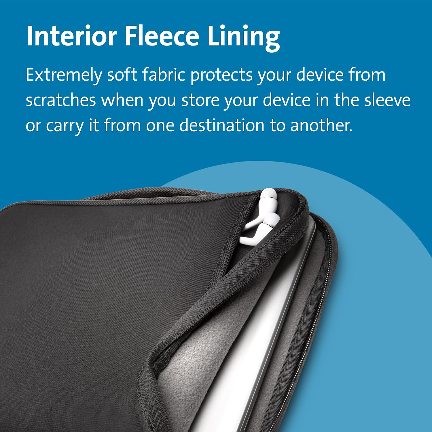 Kensington Laptop Sleeve with Storage Pocket and Fleece Interior
