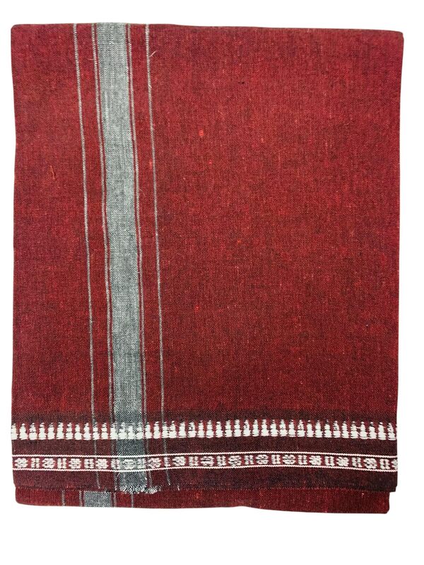 Kuthampully Men's Pure Cotton Color Dhothi | Kerala Cotton Mundu | Plain Color Dhoti For Men | Traditional South Indian Dhoti | EKM-900 | Pack -1 (Maroon)