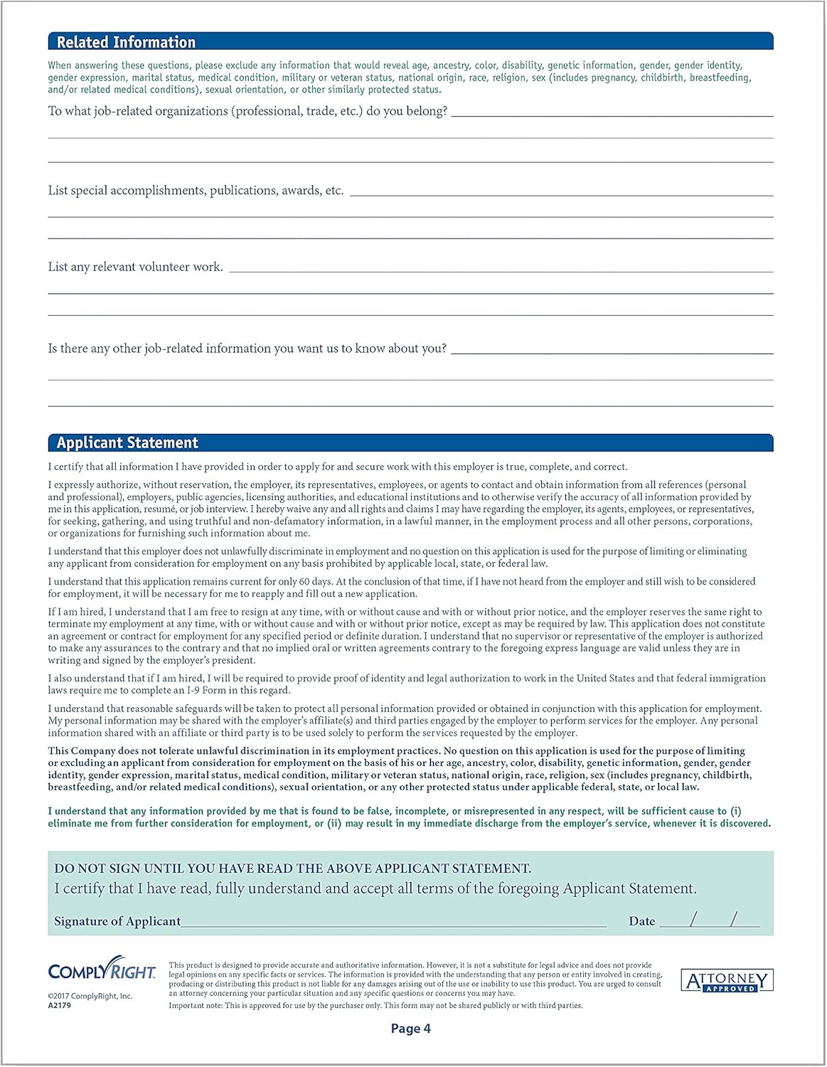ComplyRight State-Specific Job Applications, Oregon, 8-1/2in x 11in, White, Pack Of 50