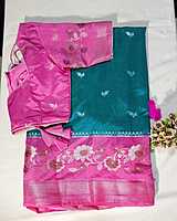 J203: Ready To Ship Beautiful Banarasi Soft Chiniya Silk Saree With Stitched Blouse J203: Ready To Ship Beautiful Banarasi Soft Chiniya Silk Saree With Stitched Blouse