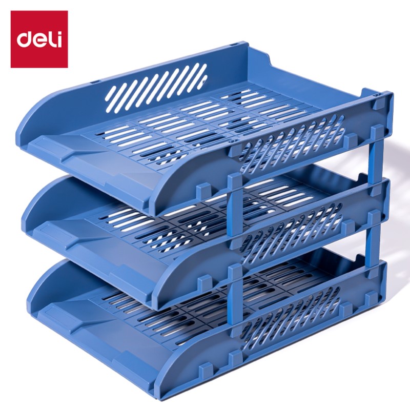 DELI 9213-BL PLASTIC TRAY 3 TIER BLUE