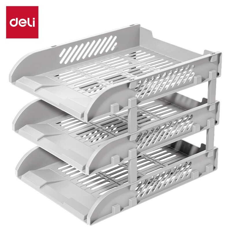 DELI 9213-GY PLASTIC TRAY 3 TIER GREY