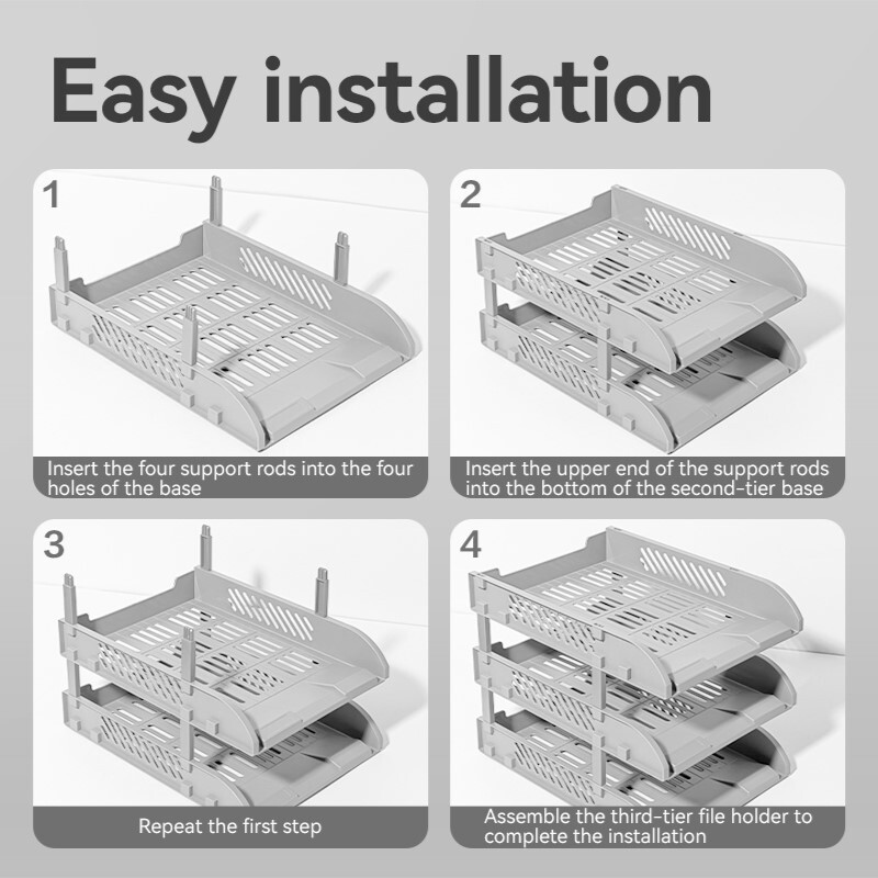 DELI 9213-GY PLASTIC TRAY 3 TIER GREY
