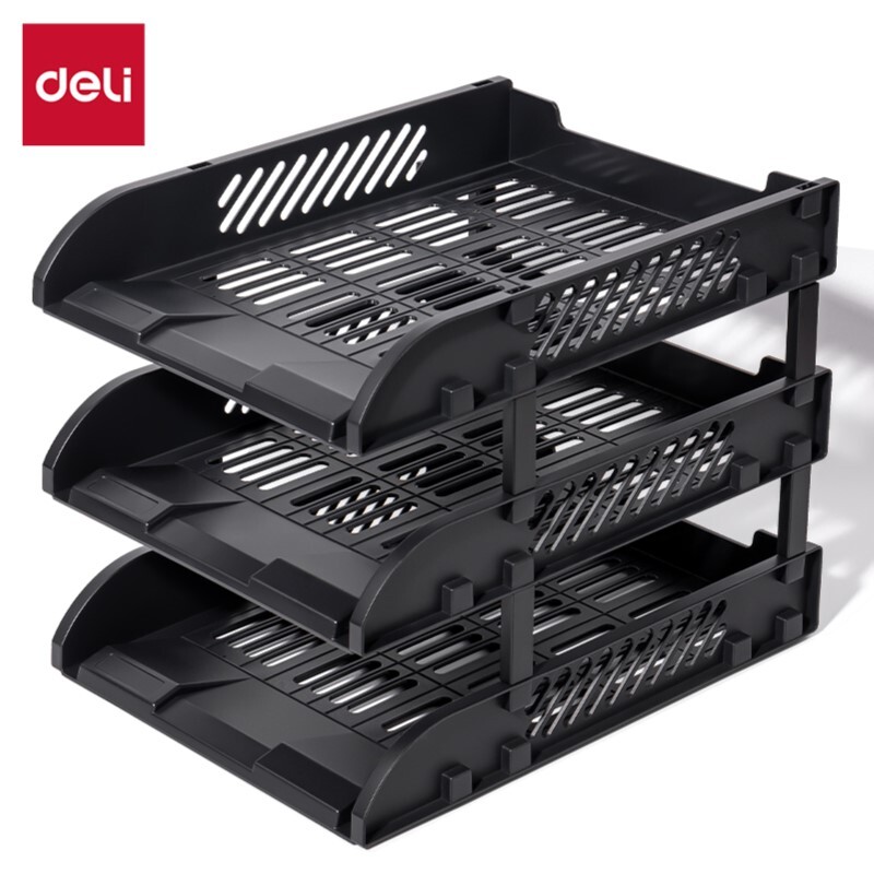 DELI 9213-BK PLASTIC TRAY 3 TIER BLACK