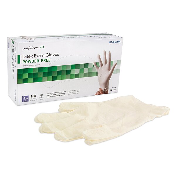 McKesson Confiderm Exam Glove Latex Ivory Variable Size (BX/100EA)