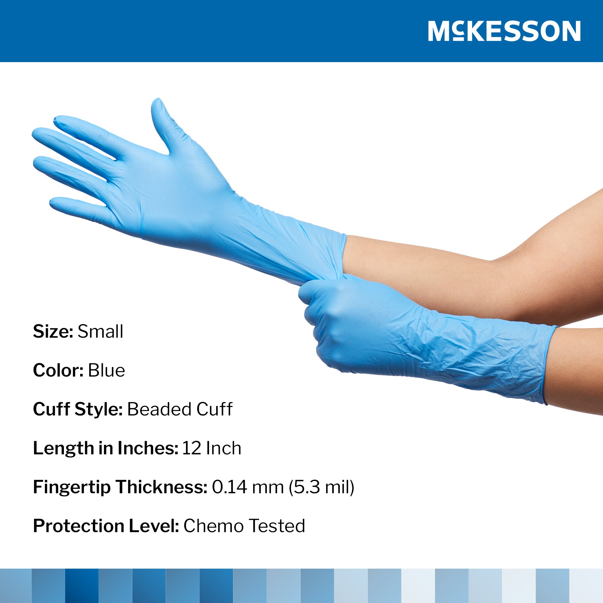 Exam Glove McKesson Confiderm® 6.5CX NonSterile Nitrile Extended Cuff Length Textured Fingertips Blue Chemo Tested