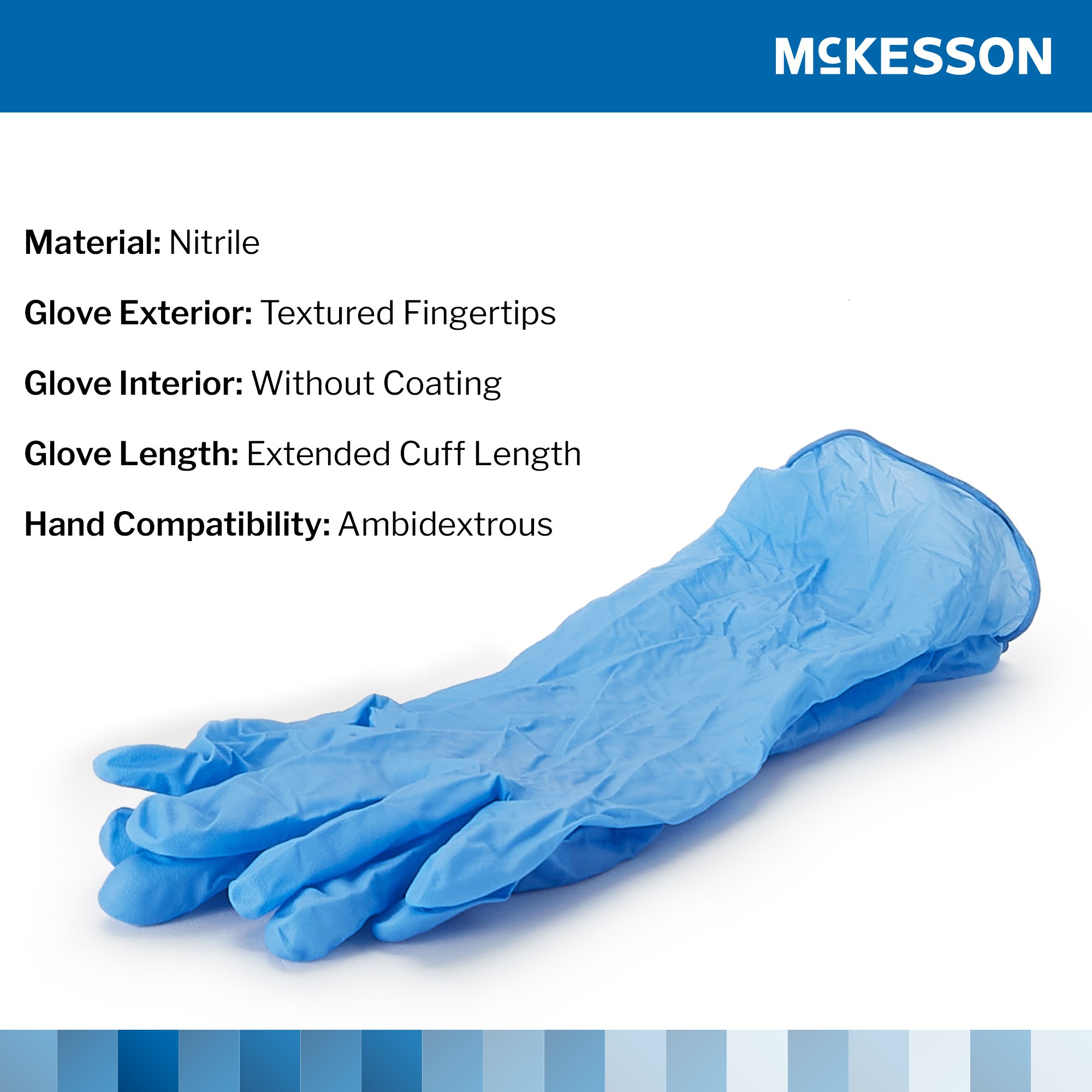 Exam Glove McKesson Confiderm® 6.5CX NonSterile Nitrile Extended Cuff Length Textured Fingertips Blue Chemo Tested