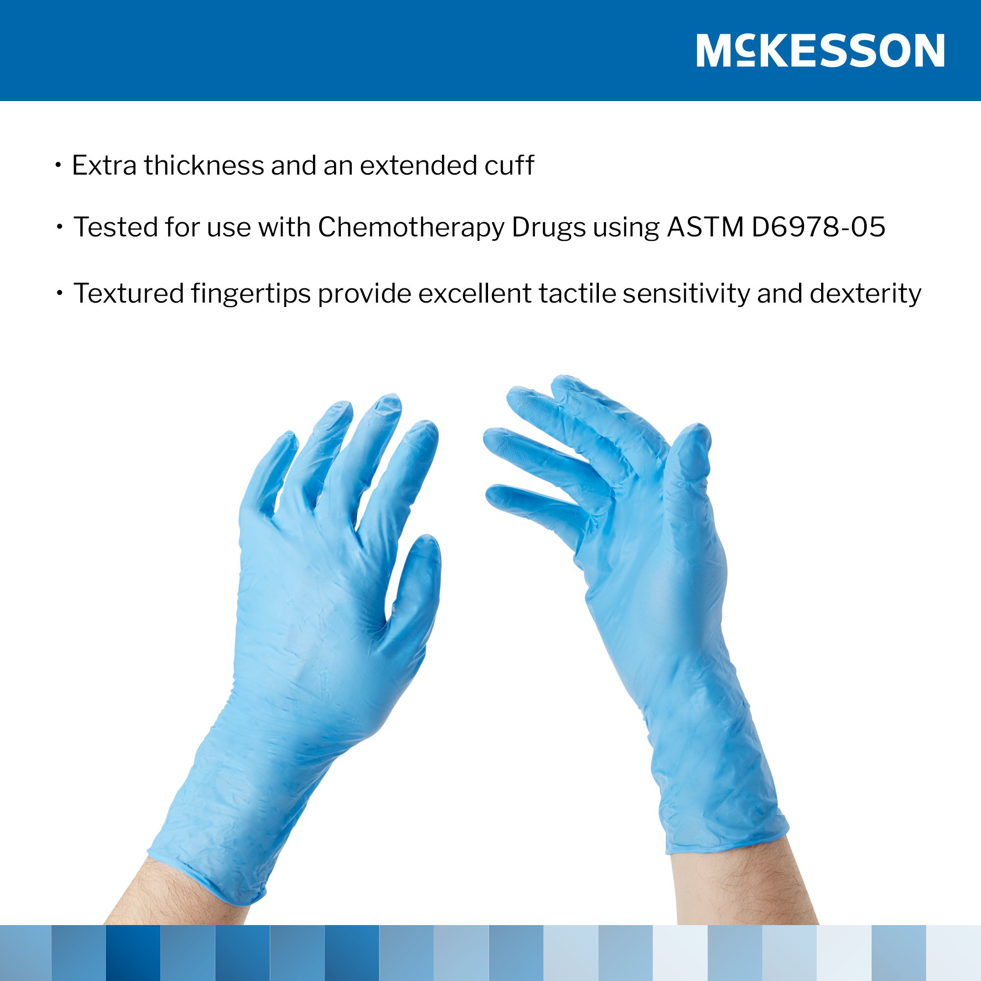 Exam Glove McKesson Confiderm® 6.5CX NonSterile Nitrile Extended Cuff Length Textured Fingertips Blue Chemo Tested