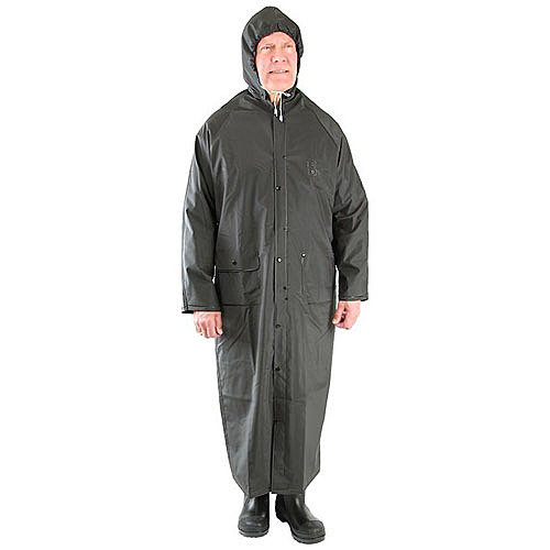 35MM FR BLACK PVC/POLYESTER/PVC 60" RAINCOAT