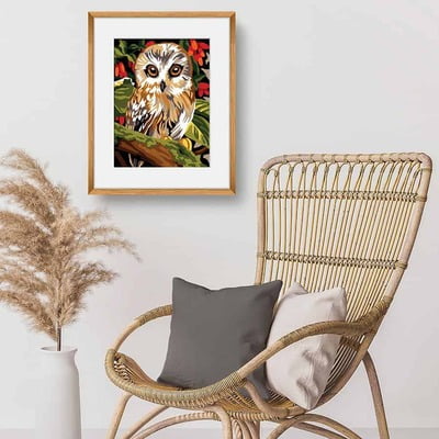 La Civetta - Originale tela per ricamo a mezzopunto