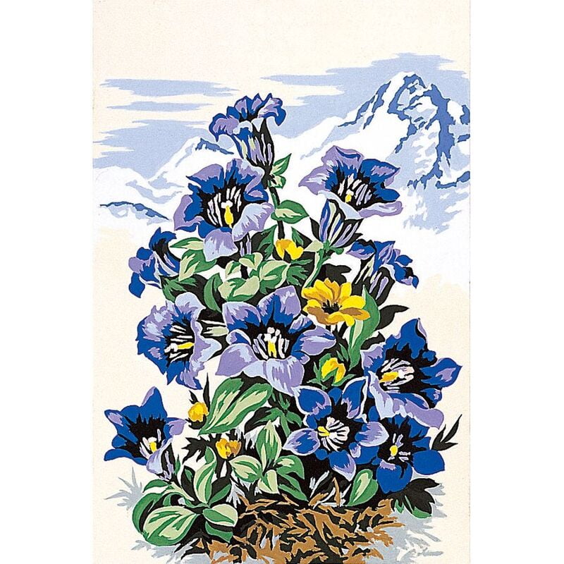 Viole del pensiero e montagne innevate Viole del pensiero e montagne innevate