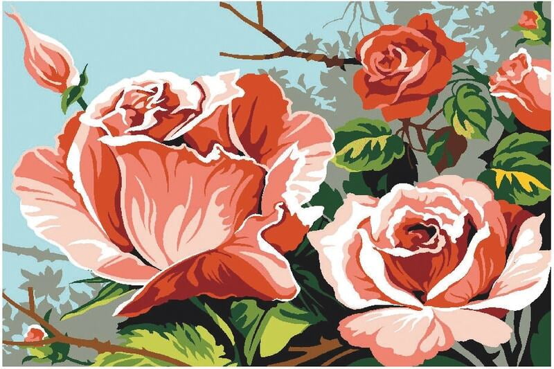 Magnifiche Rose - Quadro da ricamare a Mezzo Punto