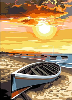 La Barca sulla Spiaggia - Tela da ricamare a mezzopunto