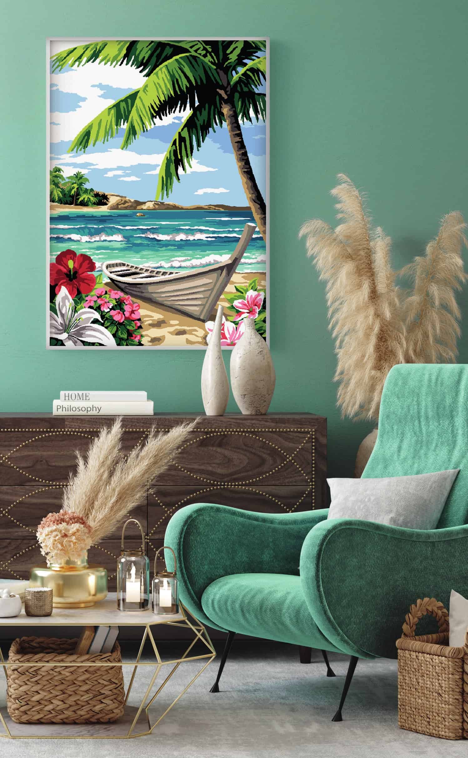 Barca su spiaggia tropicale